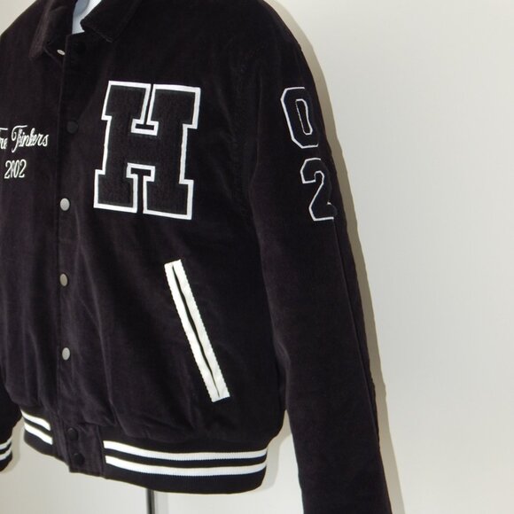 HUDSON Free Thinkers Men Bomber Jacket Insulated Black Logo Snap Closure XL NWT - Picture 6 of 16